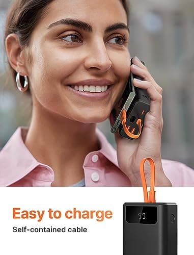 JSAUX Power Bank 20000mAh 65W with USB C Charging Cable, USB C Laptop Portable Charger PD3.0 External Battery Pack for Steam Deck, iPhone 17/16/15/14, MacBook Pro, iPad Pro, Galaxy S24, ROG Ally (X) 8