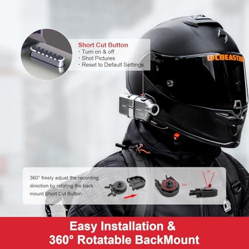 INNOVV H5 4K Action Camera, Motorcycle Helmet Camera with EIS Anti-Shake Ultra HD Video and 20MP Photo, Two Power Supply Methods, Smart WiFi, App, Waterproof Motorcycle Camera Max Support 512G 6