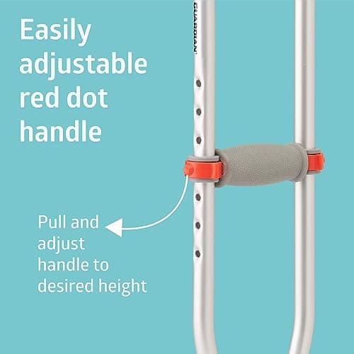 Medline Lightweight Aluminum Red Dot Crutches, for Patients 5'1"–5'9", Walking Aid for Adults & Seniors, Comfortably Supports Up to 300 lbs 5