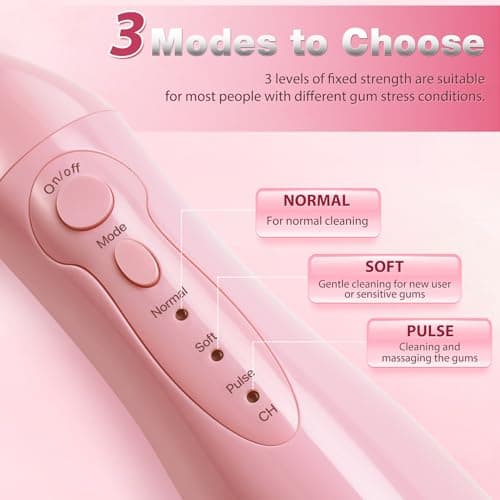 TOVENDOR Electric Water Dental Flosser Teeth Pick, Cordless Flossers Oral Irrigator IPX7 Waterproof 300ML Rechargeable Travel Water Teeth Cleaner with 5 Tips for Home Braces Care Gums Deep Cleaning 8