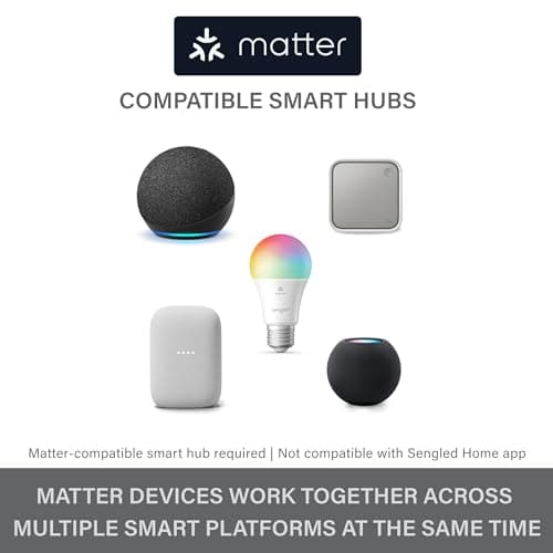 Sengled Matter LED Smart Light Bulb (A19), Multicolor, Compatible with Alexa, 60W Equivalent, 800LM, Instant Pairing, 1-Pack 5
