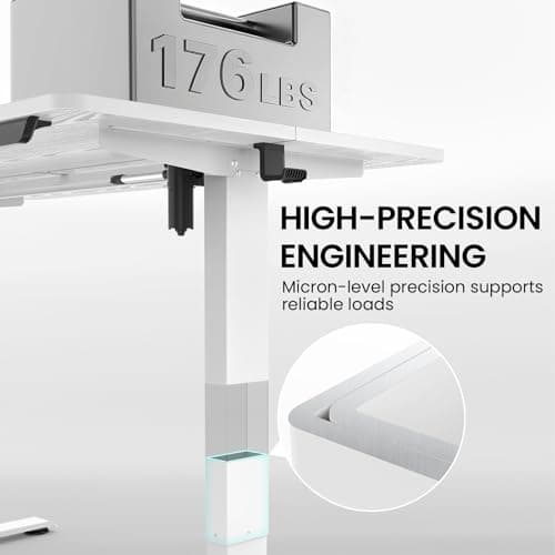 Veken 55 x 23.6 Inch Electric Standing Desk with Adjustable Height, Sit to Stand Computer Table for Study, Work or Gaming, Home Office Desk White 6