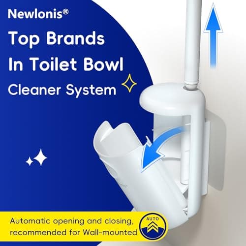 Newlonis® Disposable Toilet Brush with 32 Refills, Wall-Mounted Toilet Bowl Cleaning Wand, Toilet Brush and Holder Set 5