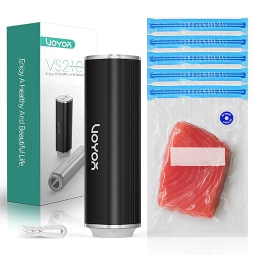 VOYOR Handheld Vacuum Sealer, Portable Vacuum Sealer Kit with Vacuum Bags Cordless Automatic Vacuum Pump for Food Preservation Type-C Charging and Long Lasting Food Vacuum (1 Pump+5 Bags)