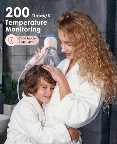 OSOU Hair Dryer, High Speed Fast Drying Hair Dryers, Negative Ionic Portable Blow Dryer with 110000 RPM Brushless Motor, Lightweight Low Noise Thermo-Control Hairdryer with Nozzle for Home, Travel 6