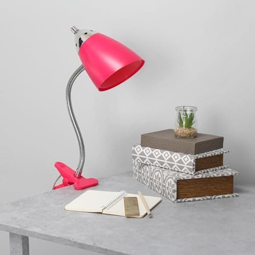 Simple Designs LD2001-PNK-LB 17.5" Flossy Flexible Gooseneck Clip Light Desk Lamp with LED Bulb, Pink 5