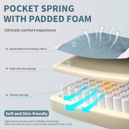 Gaming Chair with Footrest for Adults - Ergonomic Gaming Chairs with Foot Rest - Big and Tall Computer Game Chair - Fabric Reclining Video Game Chairs with Spring Cushion - Blue/Light Grey 5