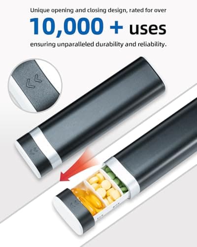 Betife Travel Pill Organizer Weekly 7 Day, Compact Daily Pill Box, Portable Medicine Case, Cute Pill Holder for Vitamins Supplements, Drawer-Shaped Pills Organizer (Black) 6