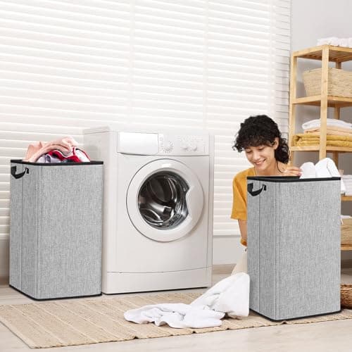 SNIGJAT Large Laundry Hamper, Tall Laundry Hamper with Sturdy Handles, Collapsible Dirty Clothes Basket for Bedroom, Rectangular Sturdy Large Clothes Basket for College, Dorm, Towels, Toys, 80 L 7