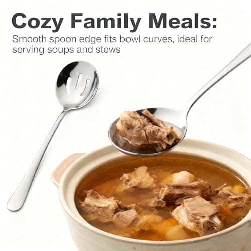 AYFDISHS 4-Piece Serving Spoon Set - Includes 2 Serving Spoons and 2 Slotted Spoons, Large Cutlery for Catering Buffet, Mirror Polished, Dishwasher Safe, 8.7 Inches 7