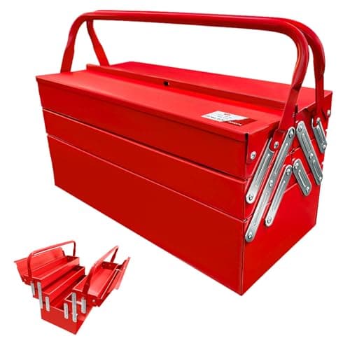 YATOINTO Metal Cantilever Tool Box 18 Inch, 3 Layers 5 Tray Portable Fold Out Tool Box Organizer Storage for Home Studio Auto Repair Factory 18" * 8 "* 8"