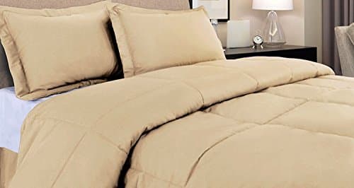 Cottonpure Sustainable Cotton Filled Medium Warmth Breathable Hypoallergenic Comforter, Twin, Wheat