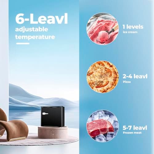 Electactic 1.2 Cu.ft Mini Freezer, Small Upright Freezer with Removable Shelf & 7 Adjustable Temperature Control, Energy Saving, Low Noise for Bedroom, Apartment, Home, Office, Black 6