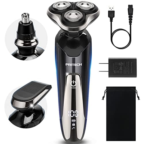 Electric Razor for Men - Rechargeable Electric Shaver for Men, Waterproof Wet Dry Cordless Razor with Nose Hair Trimmer and Sideburns Trimmer