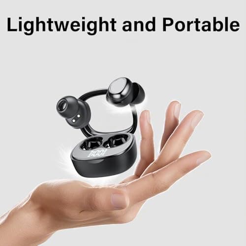 Sleep Ear Buds, 2025 True Wireless Earbuds, Ultra-Mini Bluetooth 5.4 Earbuds for Side Sleepers, 42H Play Hi-Fi Stereo 3D Bass Noise Cancelling Bluetooth headphones, USB C, IP7 Waterproof LED Earphones 6