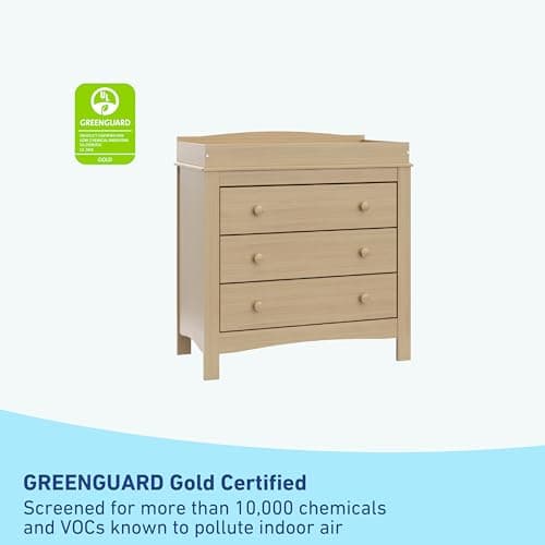 Graco Noah 3 Drawer Changing Table Dresser (Driftwood) – GREENGUARD Gold Certified Baby Dresser with Changing Table Top, Baby Changing Table Dresser, Includes Interlocking Drawer System 5