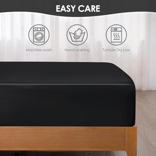 Claphin Satin Fitted Sheet Full Size Fitted Bed Sheet, 15" Deep Pocket Fitted Sheet Only, Comfortable Bedding Fitted Sheet One Pack, Breathable and Cooling Bottom Fitted Sheet, Black 5