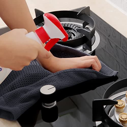 Homaxy 100% Cotton Waffle Weave Kitchen Dish Towels, Ultra Soft Absorbent Quick Drying Cleaning Towel, 13 x 28 Inches, 4-Pack, Dark Grey 5