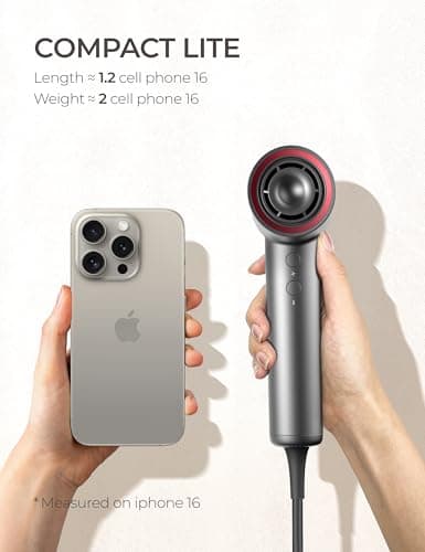 TYMO Ionic Hair Dryer for Women, Professional Blow Dryer with 110000 RPM Brushless Motor for Fast Drying, Travel Lightweight AIRHYPE Lite Hairdryer, Low Noise, 4 Temps & 3 Speeds for Man, Silver 6