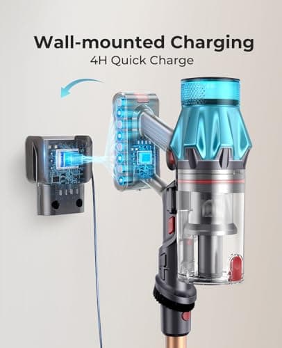 Cordless Vacuum Cleaner 600W/50Kpa, Stick Vacuum Cleaners 65 Mins Max Runtime with Charging Dock, Self-Standing Handheld Vacuum with Touch Display, 6-in-1 Vacuum Cleaner for Carpet/Hard Floor/Pet Hair 7