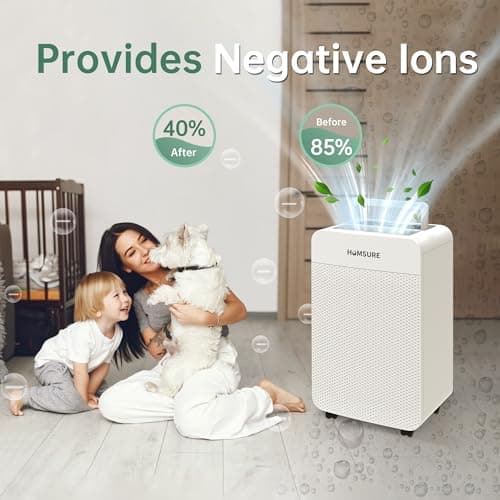 HUMSURE 4500 Sq. Ft 80 Pints Dehumidifier for Basement and Home, Bathroom, Bedroom, Equipped With Drainage Hose, Automatic Defrosting, 24-Hour Timer Function 6