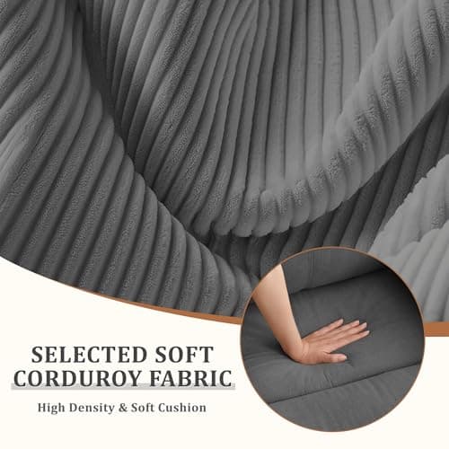 Korser Recliner Chair, Manual Recliner for Adults with Side Pocket, Small Recliners for Small Spaces, Adjustable Comfy Overstuffed Corduroy Reclining Chairs for Living Room, Reading, Bedroom, Grey 6