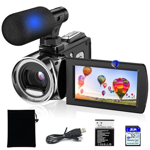 Rumyums Video Camera Camcorder UHD 4K 48 MP Vlogging Camera Recorder 3.0 Inch IPS Screen 18X Zoom Camcorders Camera with Microphone for Kids,Teens,Students,Beginners