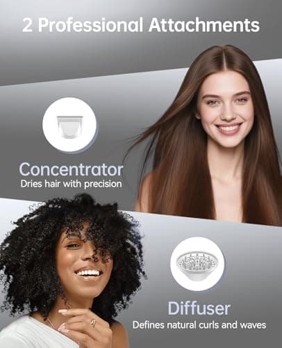 Hair Dryer with Diffuser, CONFU Blow Dryer for Curly Hair for Women Men, 21000PRM Travel Hair Dryer, Portable Lightweight Fast Drying Negative Ion Hairdryer for Home & Travel 7