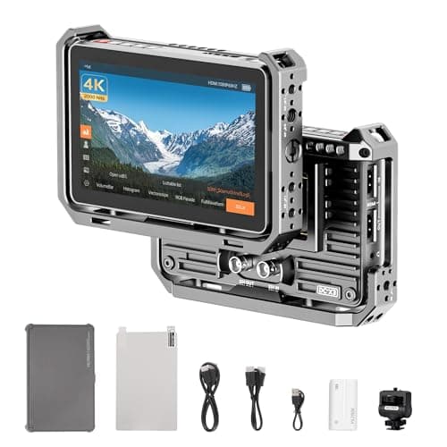 VILTROX DC-X3 Touchscreen Camera Monitor Kit with Rig Cage, 2000 nits 4K SDI HDMI in/Out Video Field Monitor Kit with Sunshade Hood, 3D LUT, Waveform, Histogram & Vectorscope Tools, Black