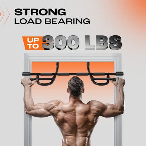 Yes4All Door Pull Up Bar, Heavy Duty Hanging Bar, Pull Up Bar for Doorway, Supports up to 300 lb, Multi-Grip Foam Handles, Fits 30" to 38" Door Frames, Easy Installation for Home Gym Use, Black 6