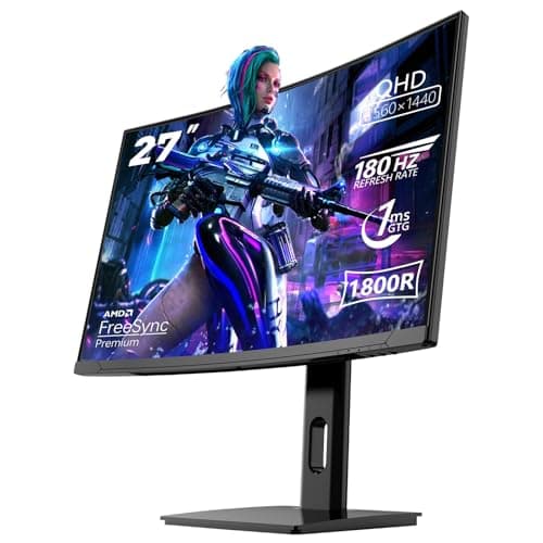 ReHisk 24" IPS FHD Monitor 100Hz, 3ms Fast Response, Low Blue Light Eye-Care Screen, HDMI & DisplayPort, VESA Mount for Gaming, Work & Study (27" Curved QHD 180Hz)