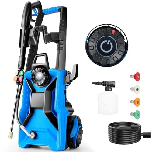 5000 PSI 4.0 GPM Adjustable Pressure,Power Cleaner with Foam Cannon,4 Nozzles,33FT Hose and 500ml Soap Bottle for Home/Cars/Driveways/Patios/Fences(Blue)