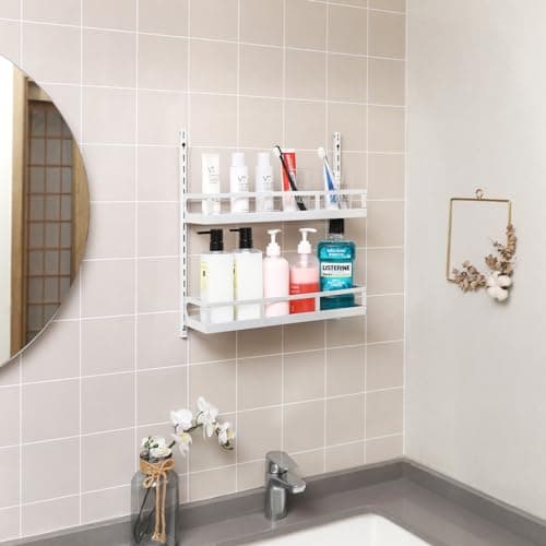 X-cosrack Wall Mount Spice Rack Organizer 5 Tier Height-Adjustable Hanging Spice Shelf Storage for Kitchen Pantry Cabinet Door, Dual-Use Seasoning Holder Rack with Hooks, White 6