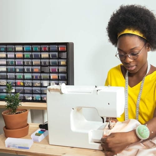 Akro-Mils 24-Drawer Plastic Drawer Storage Cabinet for Garage Organization, Bead Organizer, Building Bricks Storage, Teacher Toolbox, Makeup Organizer, 20" W x 6" D x 16" H, 10724 Black 10