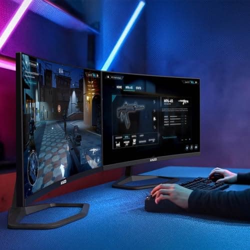 Kado Dual Gaming Monitor Setup - 2-Pack 24.5" 240Hz 1ms Curved 1500R 1920x1080, AMD FreeSync Premium, Panoramic Gaming Multi-View Split Screen Streaming, VESA Mount HDMI DisplayPort Built-in Speakers 5