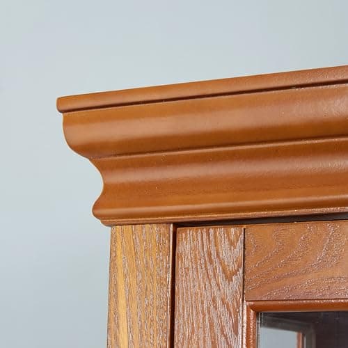 70"H Curio Cabinet,Curio Cabinet with Glass Doors,Wooden Display with Adjustable Glass Shelves,Lighted Curios Cabinets,Vintage Accent Storage Cabinets with 6 Shelves,Curiocabinet for Living Room(Oak) 7