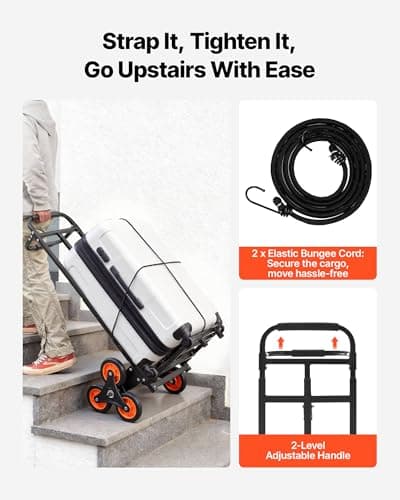 VEVOR Stair Climbing Dolly 460 lbs, Heavy-Duty Folding Trolley Cart for Stairs with Telescoping Handle, 6 Wheels & 2 Ropes, Stair Climber Dolly for Home, Groceries, Warehouse 5