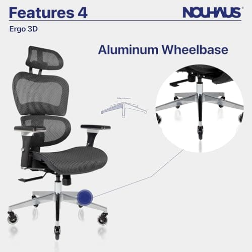 Nouhaus Ergo3D Ergonomic Office Chair Lumbar Support Mesh Office Chair with 4D Adjustable Armrest, Adjustable Headrest and Wheels, Mesh High Back Home Office Desk Chairs(Black) 10