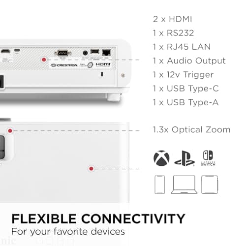 ViewSonic PX749-4K UHD 4K Gaming Projector Designed for Xbox with 4.2ms Response Time, 4000 ANSI Lumens, H/V Keystone, 1.3x Optical Zoom, and USB C for Home Theater 8