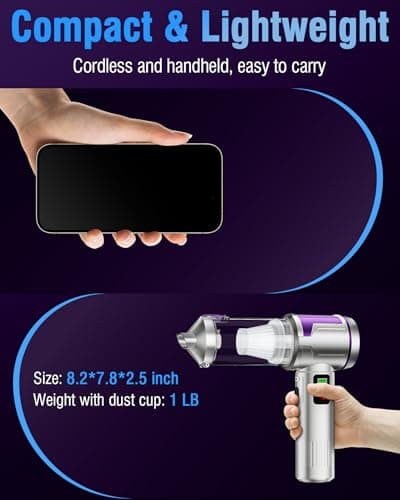 AOHPEGN Handheld Car Vacuum Portable Cordless, 22000Pa High-Power Suction Hand held Vacuum Cleaner & Air Duster for Car Cleaning, Home, Office, Pet Hair | Multi-Nozzle, Washable Filter, LED Light 7