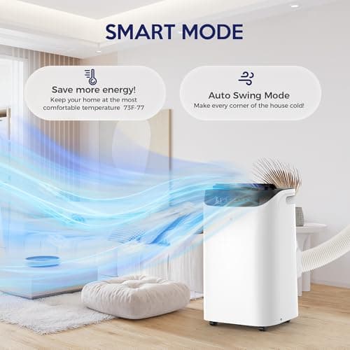 Humhold 14000 BTU Portable Air Conditioners with Heater, Remote Control, 4-in-1 Free Stand Smart Cooling AC Unit with Heating, Dehumidifier, Fan Mode for 550-700 sq.ft Room, Auto Swing,Timer, Black 5