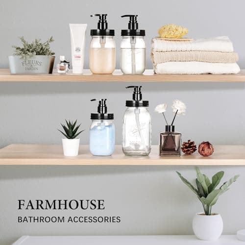 Amolliar Plastic Mason Jar Soap Dispenser with Pump Lid,16OZ Refillable BPA-Free Hand Soap Dispenser Set with Cute Lables - Farmhouse Decor for Kitchen/Bathroom,Liquid Soap,Dish Soap, Lotion (2 Pack) 5