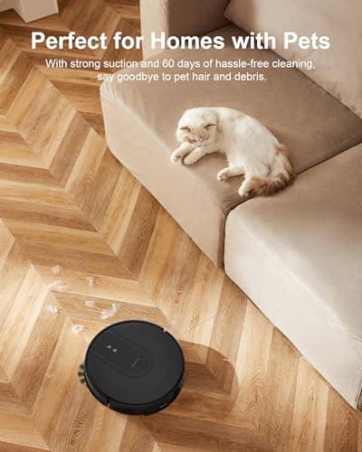 Enboya Robot Vacuum Cleaner with Self-Emptying Base – 9000Pa Suction, 85 Days of Dust Storage, Wi-Fi/App/Alexa Control – Ideal for Pet Hair, Hard Floors, and Low Carpets 9