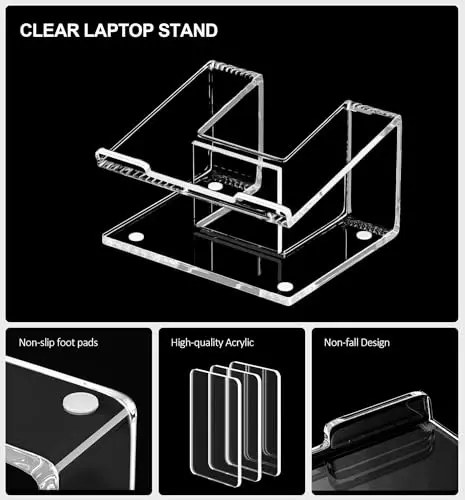 FUCDTEFC Acrylic Laptop Stand for Desk, Laptop Riser for 10-17.3 Inch Laptops, Ergonomic Computer Stand Holder Compatible with Macbooks and Notebooks 7