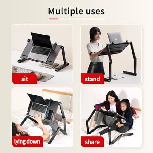 Hifoxcc Foldable Laying Down Desk - Adjustable Height, Laptop Stand for Couch | Lying Down Laptop Stand for Bed, Sofa.with Mouse pad(Large,Black) 6