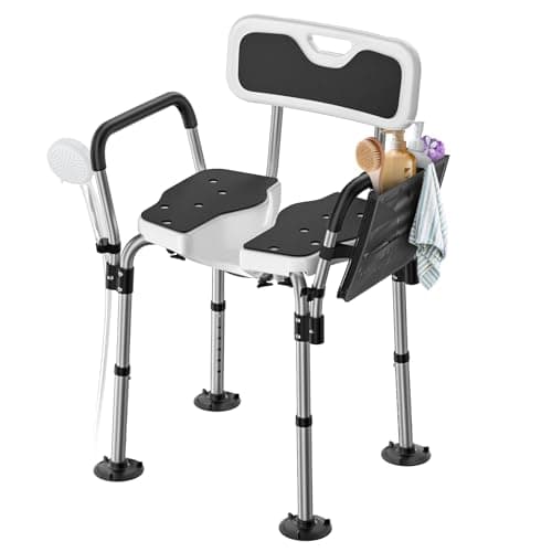 FORTEMOTUS Shower Chair for Inside Shower 400 lbs, Shower Chair for Elderly and Disabled with U Shaped Seat, Padded Arms and Back, Adjustable Height for Bathtub, Bathroom 9