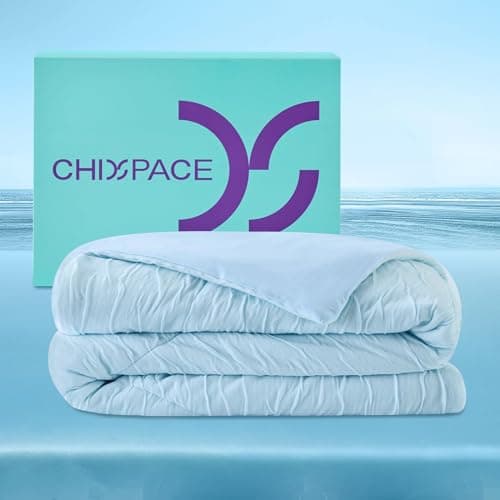ChiXpace Cooling Comforter Twin/Twin XL - Lightweight Summer Comforter for Hot Sleepers and Night Sweats, Q-Max 0.45 with Japanese Arc-Chill Cold Tech Fabric, Cooling Blanket Blue