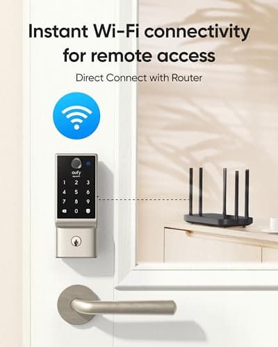 eufy Security Smart Lock C220, Fingerprint Keyless Entry Door Lock, Built-in Wi-Fi, App Remote Control, Front Door Smart Deadbolt, IP53 Waterproof, 8-Months Battery, Nickel 5