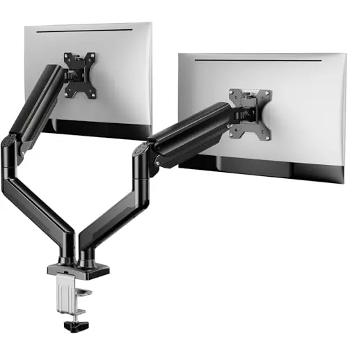 ErGear Dual Monitor Stand up to 33 inches Screen, Load-Bearing Max 22 lbs Each Arm, Adjustable Dual Monitor Mount, Sturdy Steel vesa Monitor Mount with Stable VESA 75x75 100x100mm