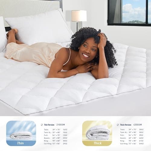 Sunflower Queen Mattress Pad Cover, Cotton Mattress Cover Hypoallergenic, Extra Deep Pocket 18"-22" Quilted Mattress Protector Queen Size Thin Version, Soft Breathable and Noiseless 7